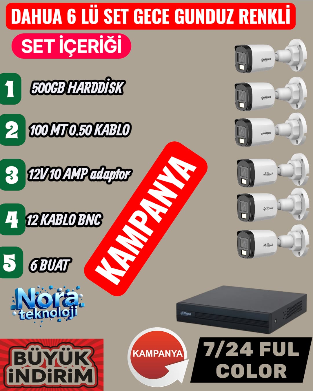 6 lı dahua renkli full set